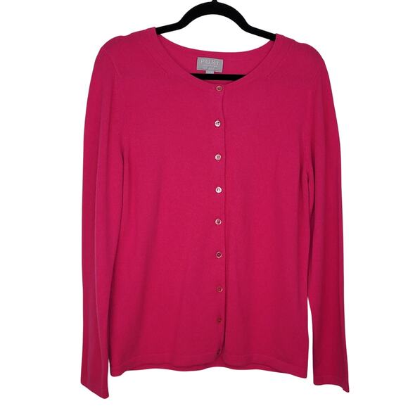 Pure Collection 100% Cashmere Pink Cardigan Sweater Size 12 - Picture 1 of 6